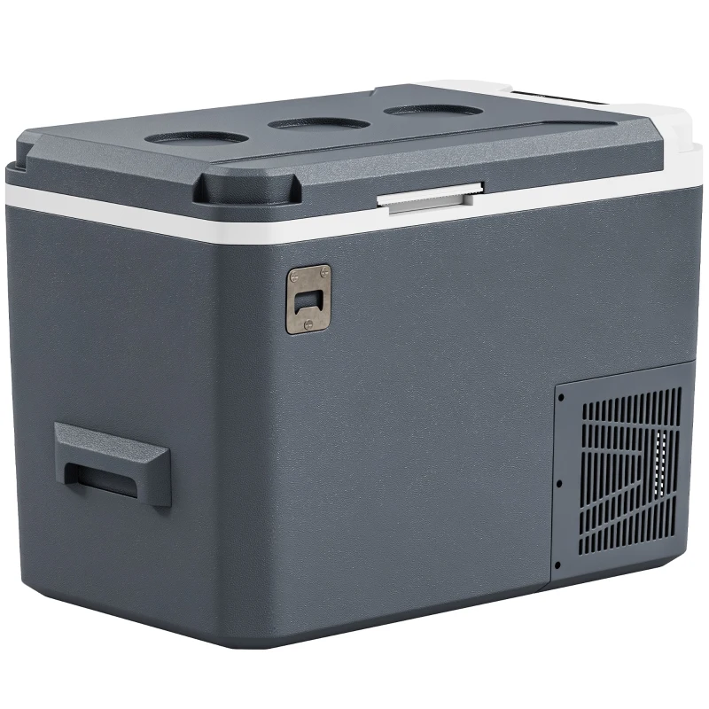 Outsunny Glacière Électrique Voiture 25L, Contrôle via Application, Modes MAX & ECO, 12V/240V, -20 à 20 °C, 58x33x38,3cm, Gris