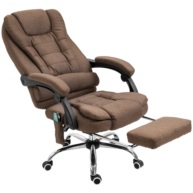 Vinsetto Fauteuil de bureau direction massant chauffant hauteur réglable dossier inclinable repose-pied + coussin lombaires