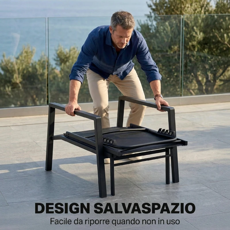 Outsunny Sdraio Reclinabile 5 Posizioni, Poggiapiedi Retrattile, Ideale Per Giardino