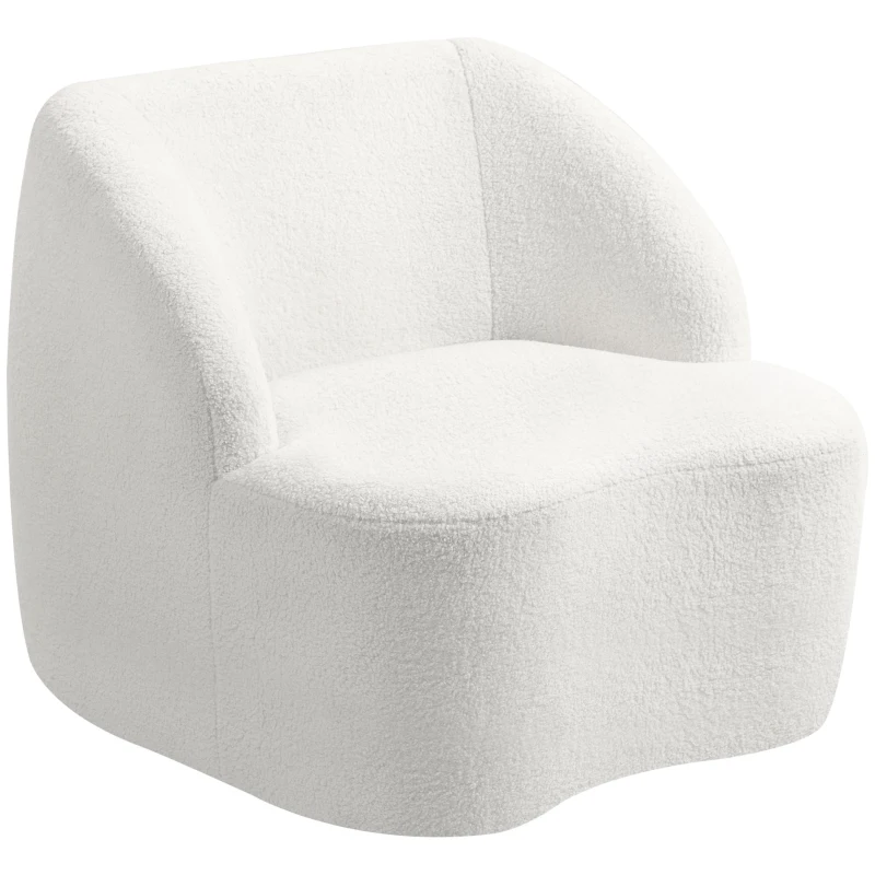 HOMCOM Sillón de Lectura Tapizado en Borreguito Diseño Curvo Acolchado Grueso No Requiere Montaje Crema