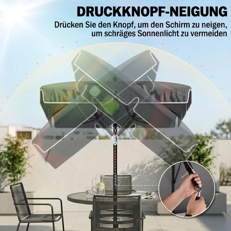 Outsunny Sonnenschirm Strandschirm Gartenschirm Schirm Balkonschirm Sonnenschutz knickbar Grau