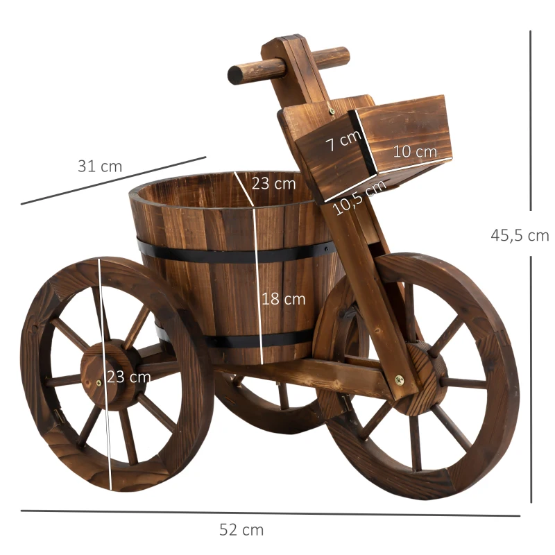 Outsunny Porte Plante Tricycle - étagère de Pots de Fleurs - jardinière dim. 52L x 31l x 45H cm - Bois de Sapin