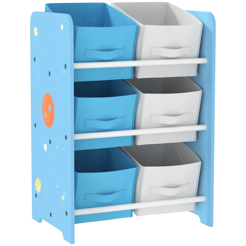 AIYAPLAY Estantería Infantil para Niños de +3 Años Estantería para Juguetes con 6 Cajas de Tela no Tejida 43x30x60 cm Azul