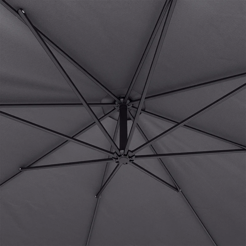Outsunny 3 m Overhanging Cantilever Parasol, with Cross Base - Grey