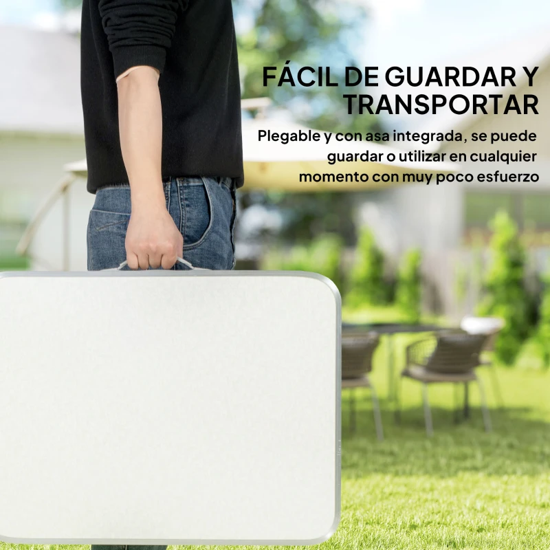 Outsunny Mesa Plegable de Picnic como una maleta para playa camping 60x45x64cm Aluminio Altura Ajustable