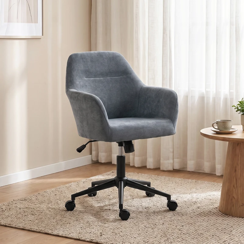 HOMCOM Scaun de birou ergonomic, fotoliu din șenilă cu înălțime reglabilă, funcție balans, albastru