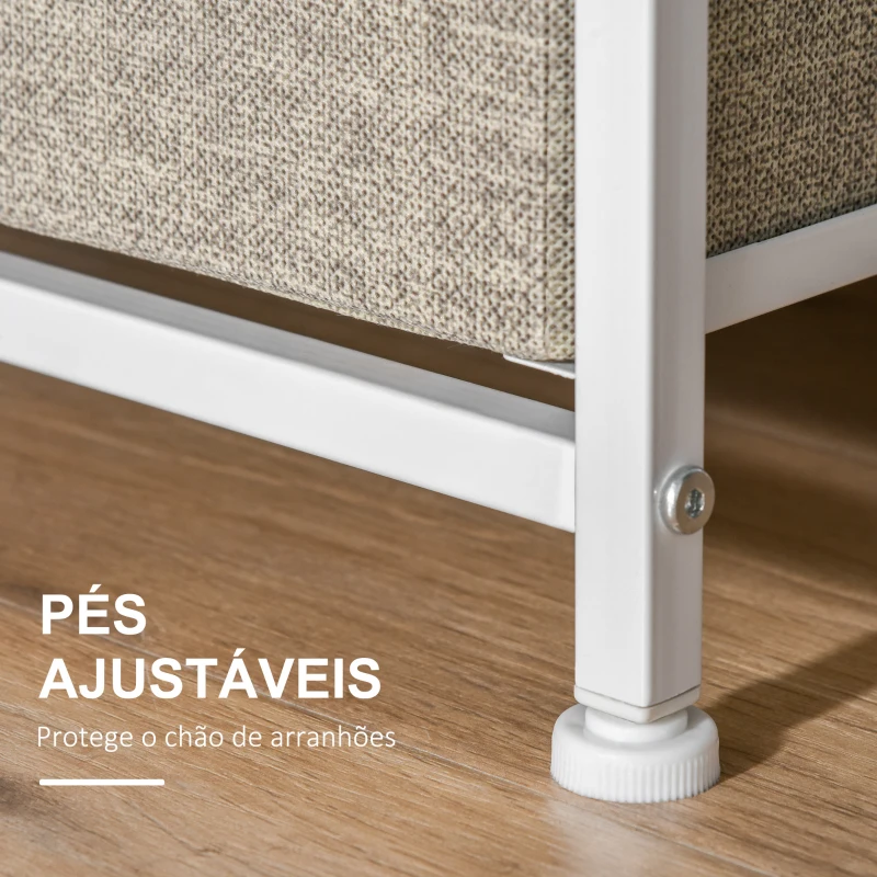 HOMCOM Mesa de Cabeceira com 3 Gavetas de Tecido para Dormitório Sala de Estar Corredor 45x30x71 cm Cinza e Branco
