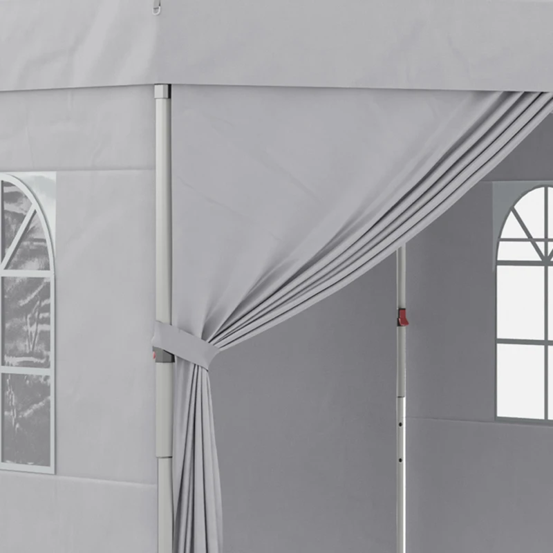 Outsunny Gazebo Pieghevole 3x3 m con Altezza Regolabile su 3 Livelli, Finestre e Borsa di Trasporto, Grigio Chiaro