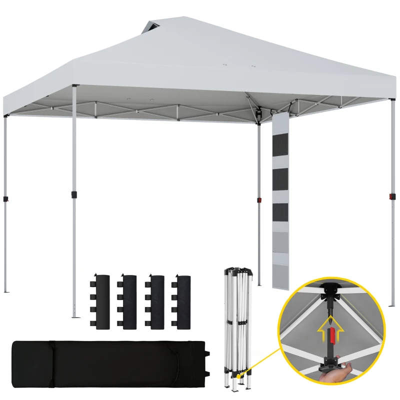 Outsunny Pavilion 3x3 m Pop-Up cu Buzunare, UPF 50+, cu Saci de Nisip și Geantă cu Roți