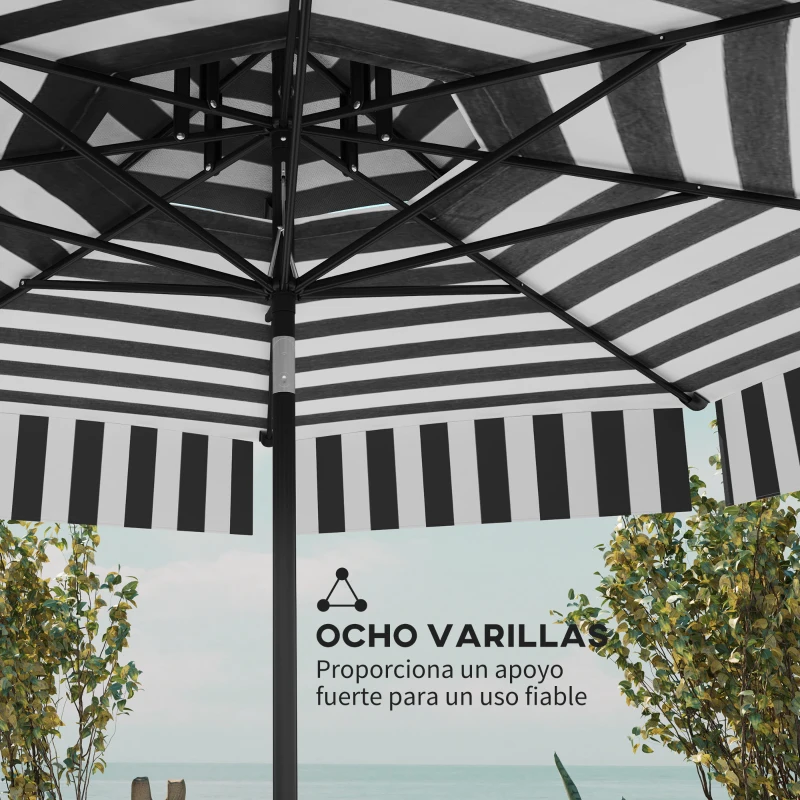 Outsunny Sombrilla de Jardín Inclinable Ø263 cm con Protección UV30+ Techo Doble Ventilado y Manivela para Patio Jardín y Piscina