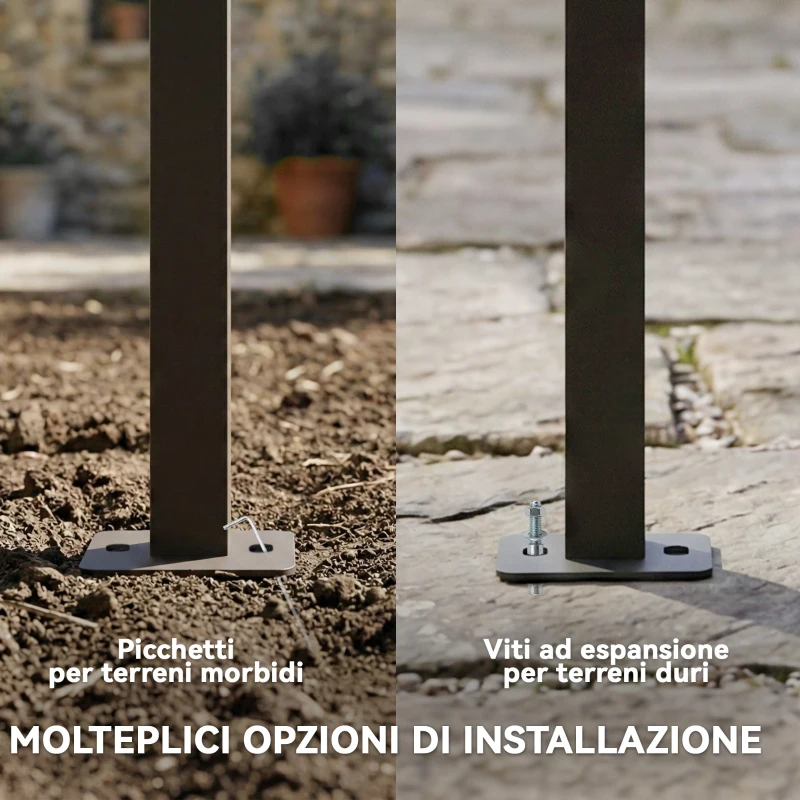 Outsunny Gazebo Pergola Addossata 3x4 m con Tetto Retrattile Scorrevole e Fori di Drenaggio, Bianco Crema