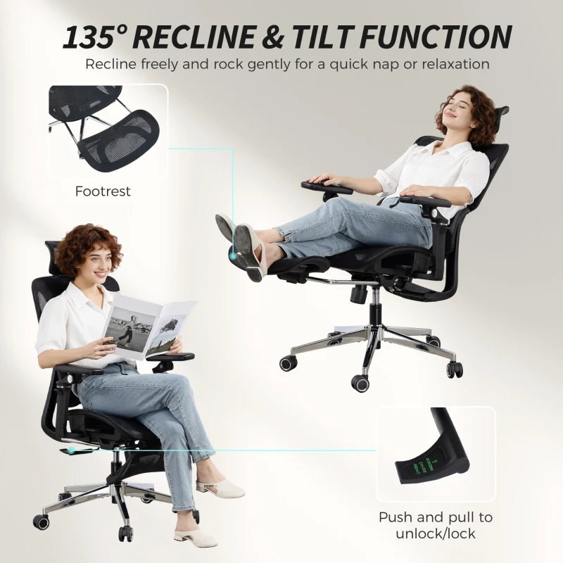 HOMCOM Ergonomic Office Chair, High Back Mesh Desk Chair, Black