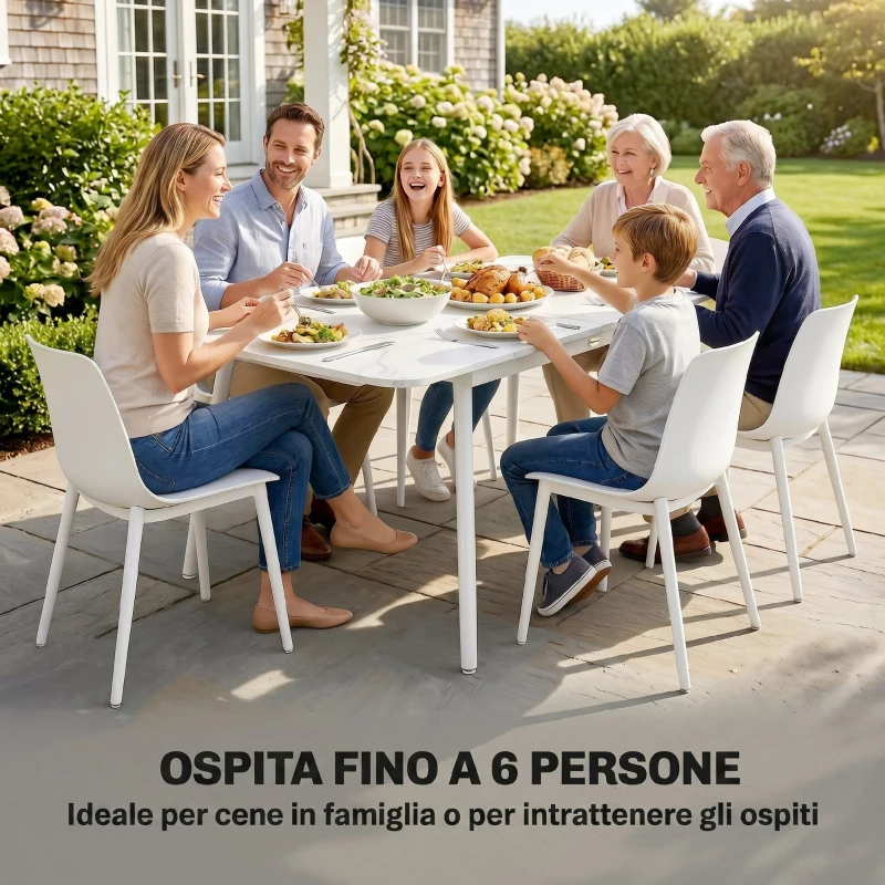 Outsunny Tavolo da Giardino per 6 Persone, Rettangolare 140x80 cm con Piano in WPC