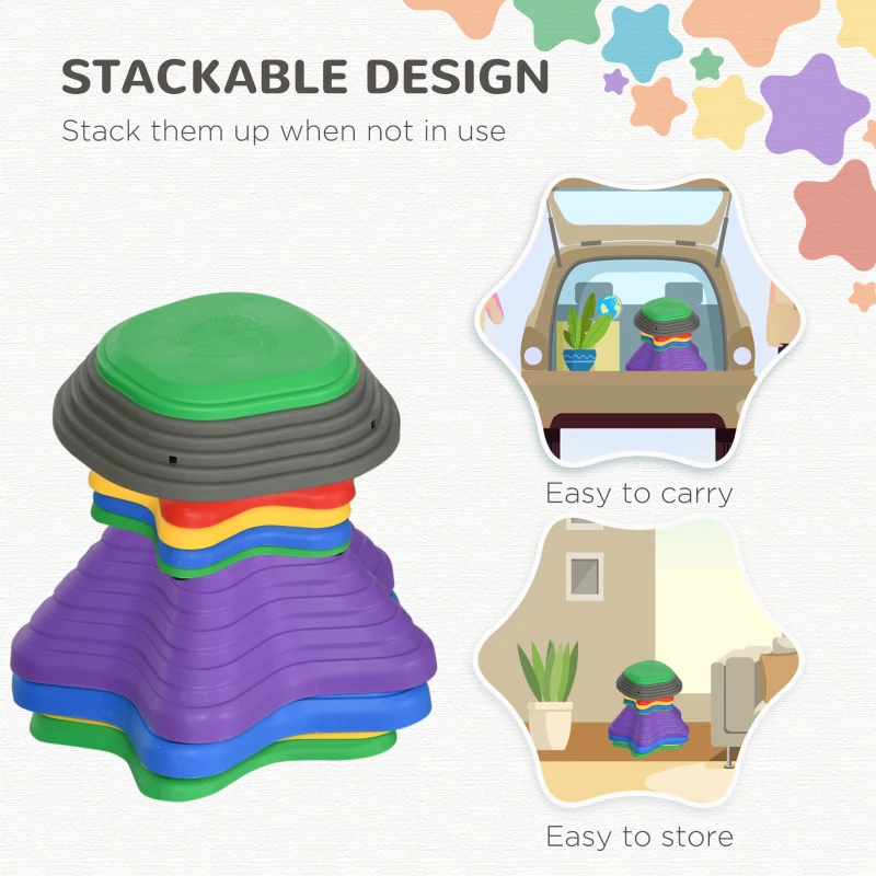ZONEKIZ Stepping Stones Kids, 11 Pieces Balance Stones for Obstacle Course, Stackable Non-Slip Starfish Shape, Sensory Toys for Balance and Motor Skills Indoors, Outdoors