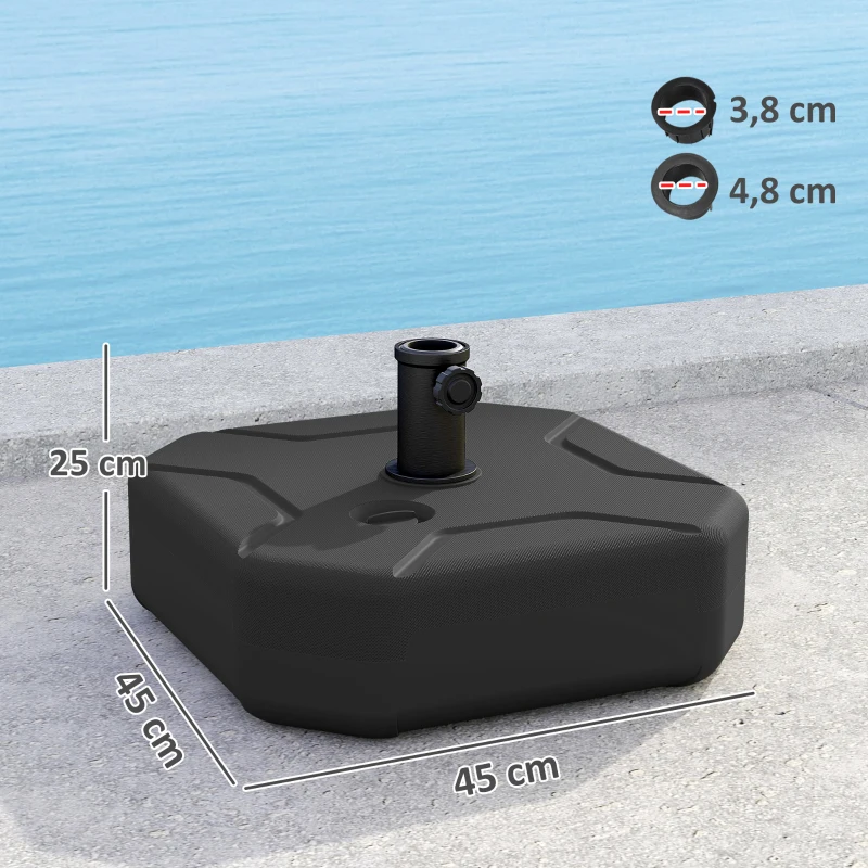 Outsunny Base per Ombrellone Quadrata Riempibile con Sabbia o Acqua fino a 25kg, Nero