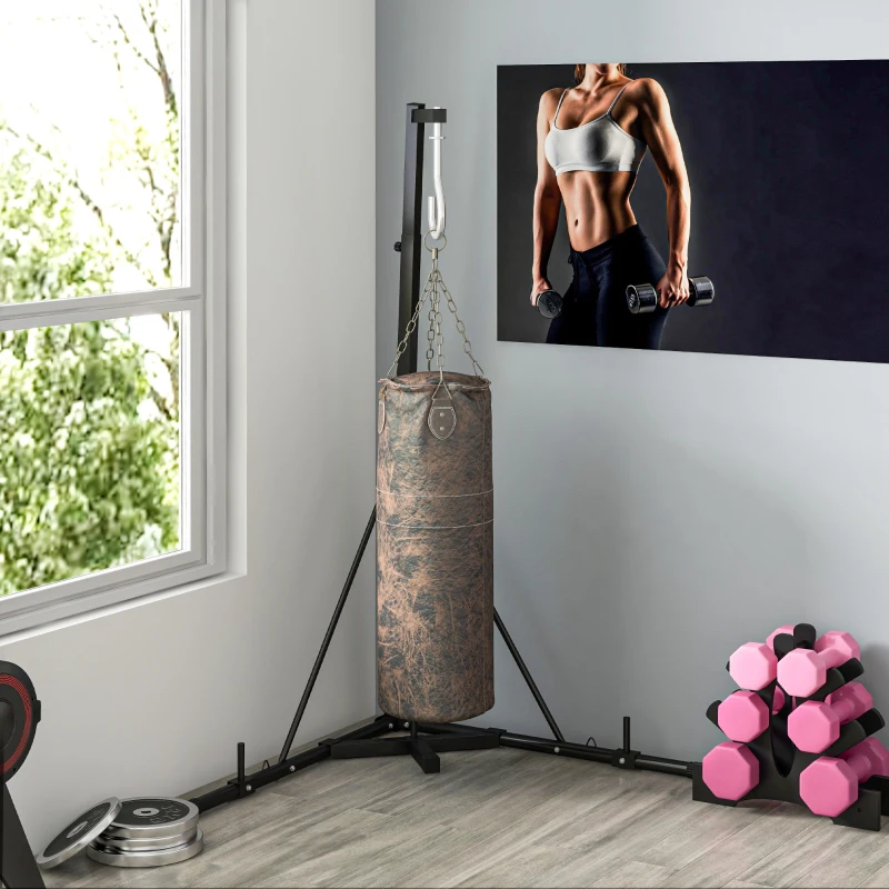 SPORTNOW Suporte para Saco de Boxe de Pé Suporte para Saco de Boxe Dobrável com Altura Ajustável 170x90x182-225 cm Preto
