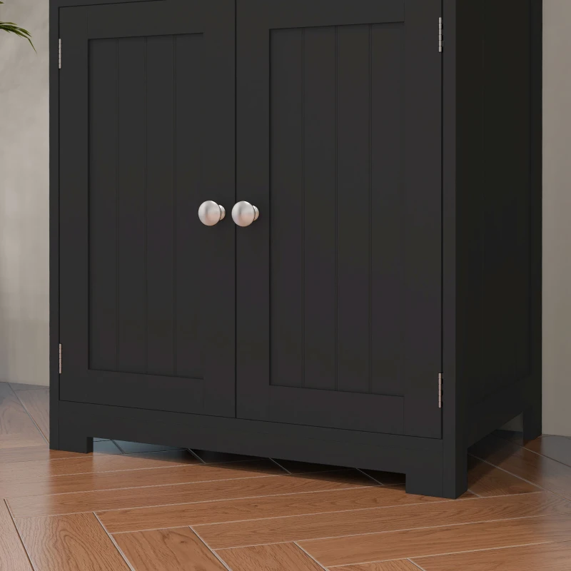 HOMCOM Armoire de cuisine buffet cuisine vaisselier meuble de rangement multi-rangements dim. 60I x 30P x 162H cm noir