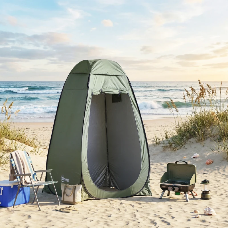 Outsunny Tienda de Ducha Pop-Up Tienda de Privacidad Portátil Tienda Instantánea  con Bolsa de Transporte para Baño Vestuario Cambiador 120x120x190 cm Verde