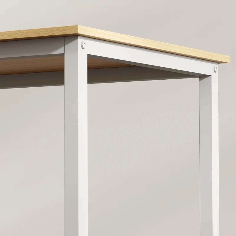 HOMCOM Conjunto Mesa Comedor con 4 Sillas, Mesa Rectangular 108 cm, Sillas con Respaldo de Listones, Roble y Blanco