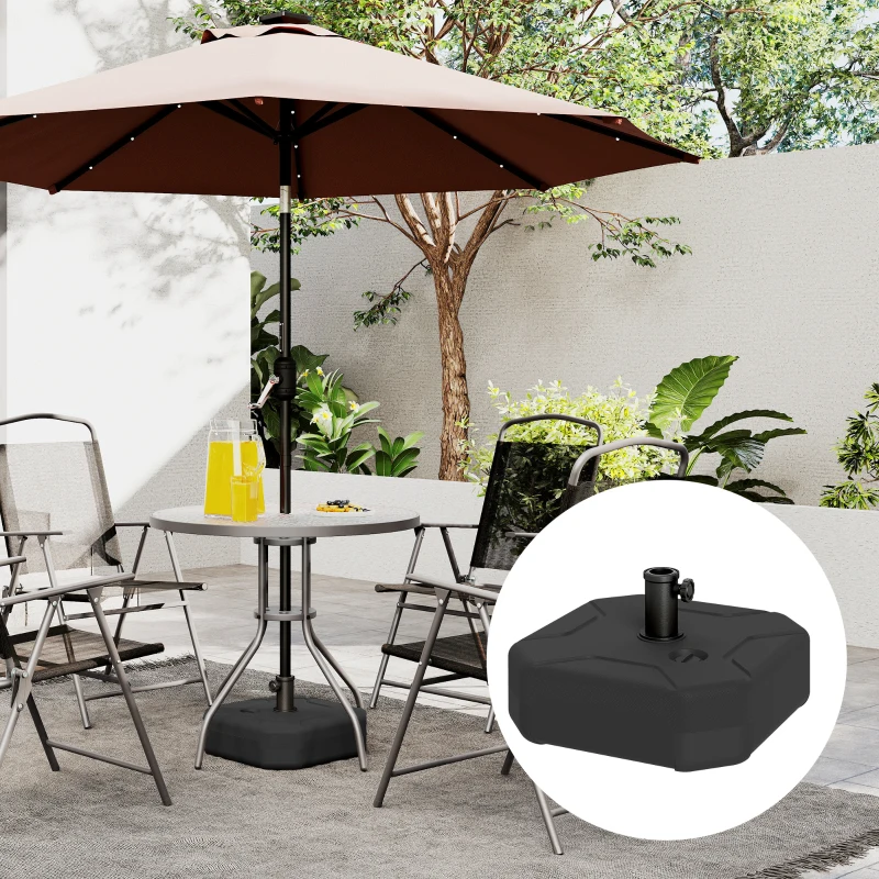 Outsunny Base per Ombrellone Quadrata Riempibile con Sabbia o Acqua fino a 25kg, Nero