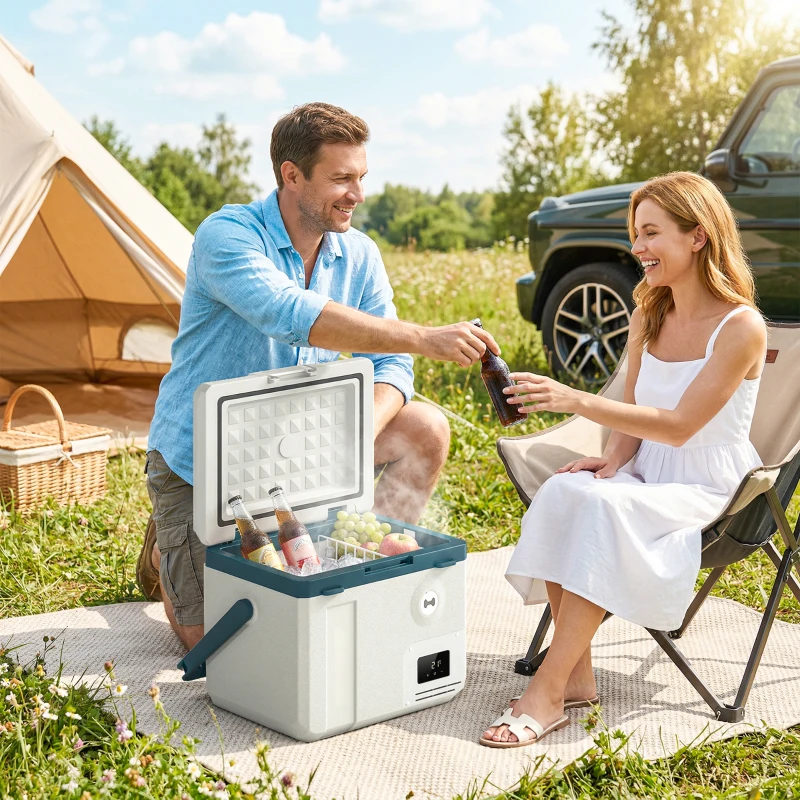 Outsunny Frigorifero Portatile per Auto da 19L con Compressore e Controllo App, 47x36.7x37 cm, Bianco