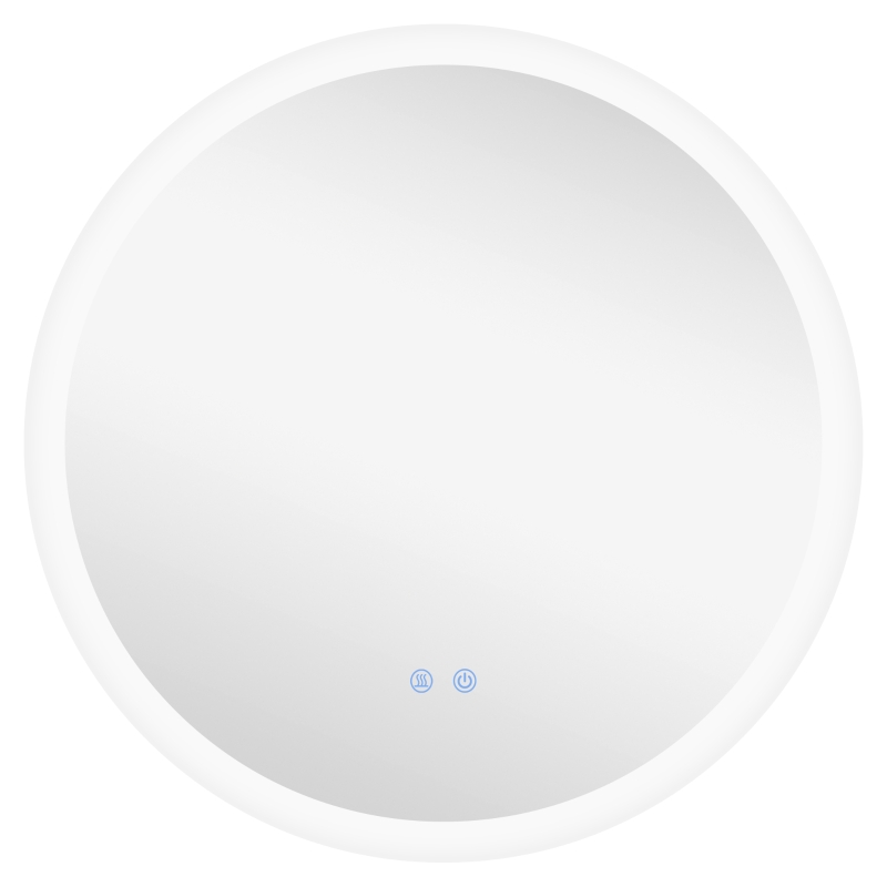 kleankin Miroir rond lumineux LED de salle de bain Ø 60 cm mural avec éclairage 3 couleurs interrupteur tactile 29 W gris