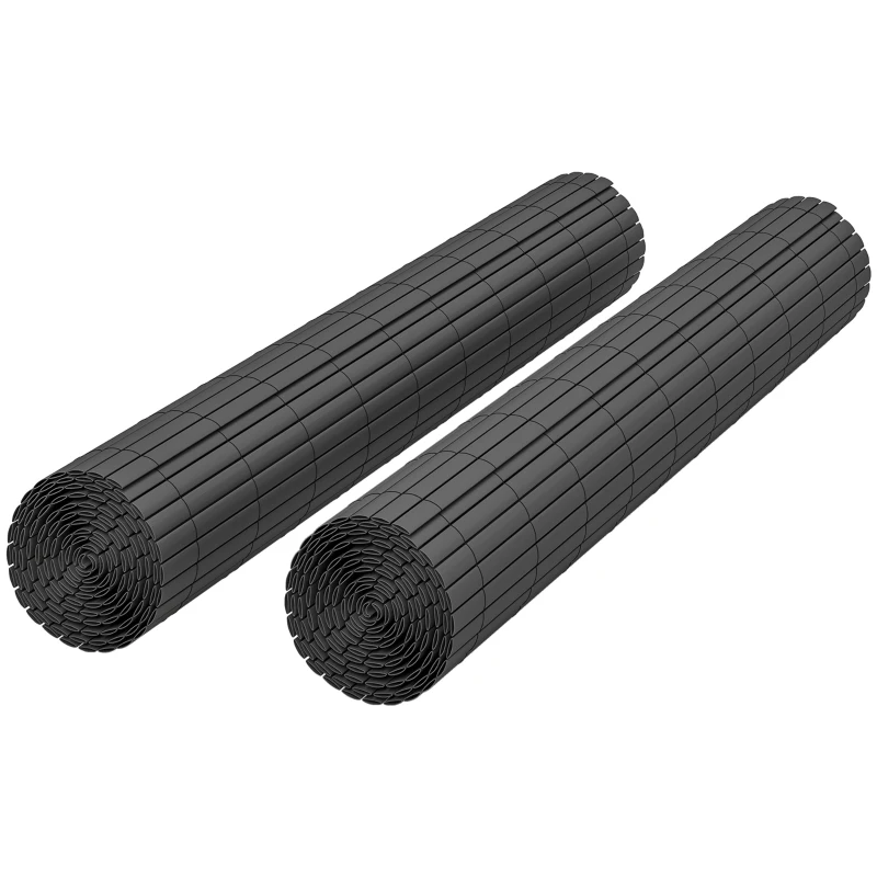 Outsunny 2Pcs Plastic Privacy Screening Fence, 1m x 3 m Waterproof Windbreak Fence, Dark Grey
