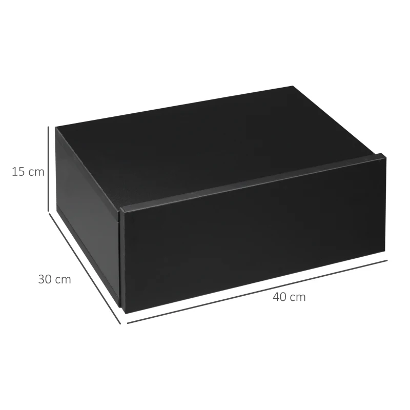 HOMCOM Set de 2 Mesitas de Noche Flotantes con 1 Cajón Diseño Montado en la Pared Estilo Moderno 40x30x15 cm Negro