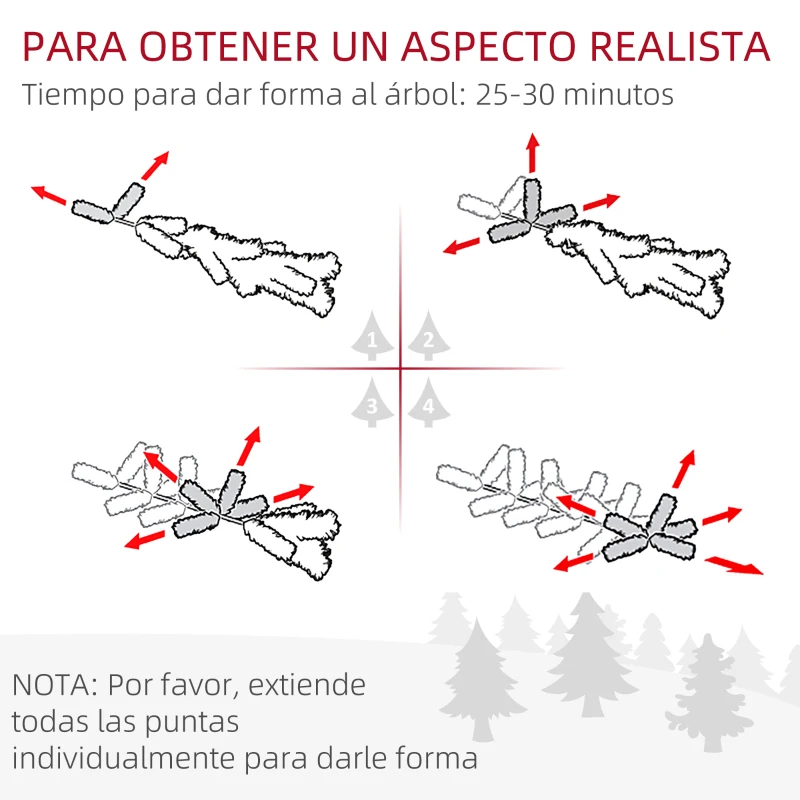 HOMCOM Árbol de Navidad Estrecho 190 cm con 570 Ramas y Soporte de Metal Árbol Navideño para Salón Interior Verde