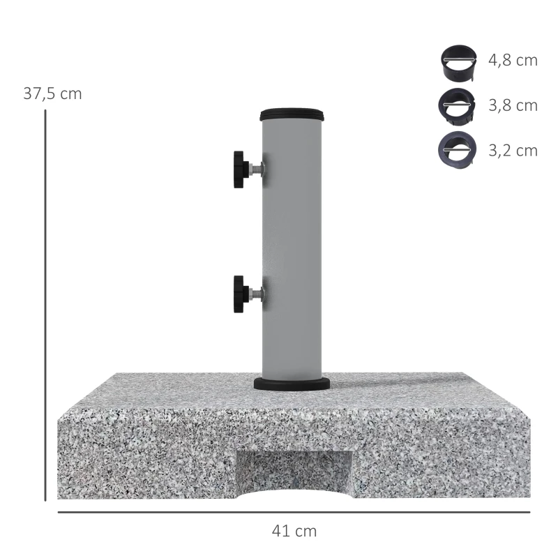 Outsunny Base per Ombrellone da 28kg in Granito con Maniglia Estensibile e Rotelle, 41x41x37.5cm, Grigio