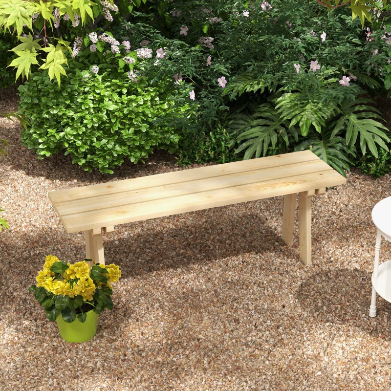 Outsunny Banco de Madera de 2 Plazas Carga 220 kg Banco de Exterior para Jardín Patio Terraza 130x38x45 cm Natural
