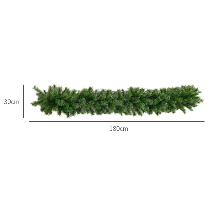 HOMCOM 1,8 m künstliche Weihnachtsgirlande Blumendekoration mit 160 Spitzen Grün
