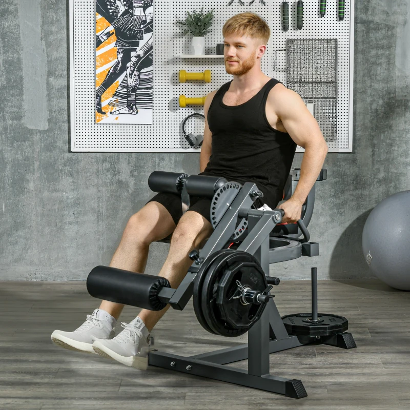 SPORTNOW Seated Leg Extension and Curl Machine, Adjustable Leg Raise Machine and Curl Machine with Plate Loaded for Hip, Thigh, Lower Body Workout