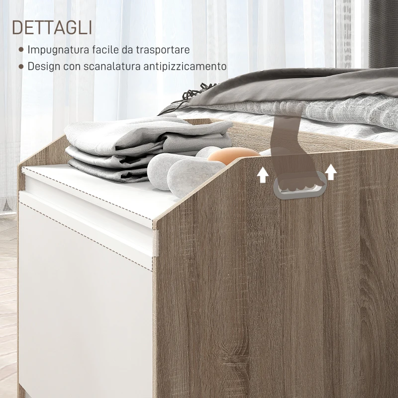 HOMCOM Cassapanca in Legno Moderna con Schienale e Vano Contenitore, 62.4x40x51.5cm, Bianco
