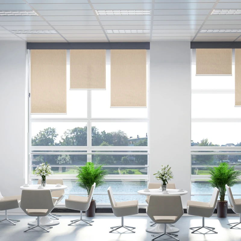 HOMCOM WiFi Smart Roller Blinds Work with TUYA App, Window Shade with Rechargeable Battery, Electric Shades Blind Easy Fit Home Office Living Room Bathroom Kitchen, Brown, 80cm x 180cm