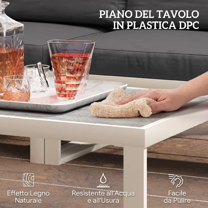 Outsunny Salotto da Giardino Angolare con Poltrona Reclinabile, 2 Divanetti con Cuscini e Tavolino, Grigio