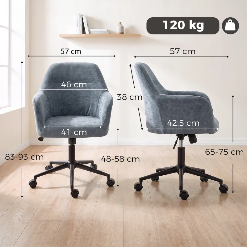 HOMCOM Scaun de birou ergonomic, fotoliu din șenilă cu înălțime reglabilă, funcție balans, albastru