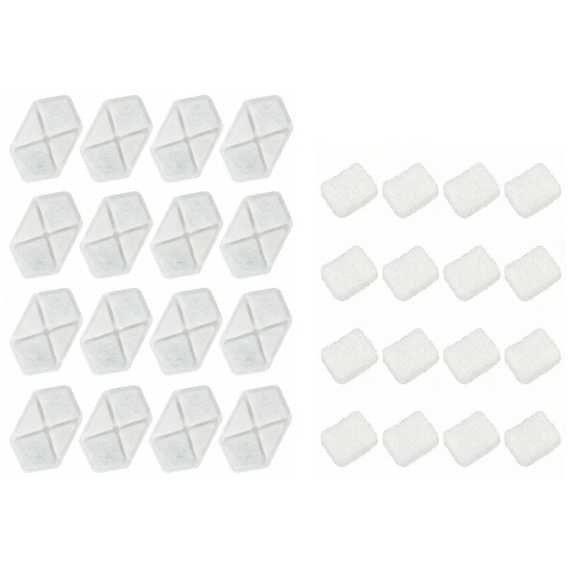 PawHut 16 pcs Filtre Fontaine Eau Chat, Distributeur d'Eau filtrante pour Chat et Chien, Triple Système de Filtration, Blanc