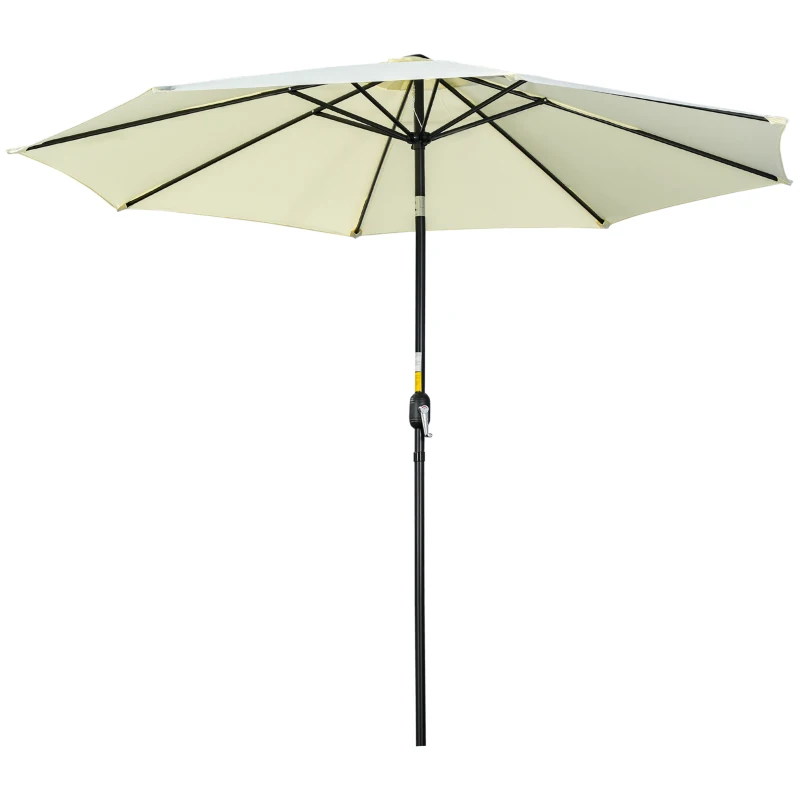 Outsunny Sombrilla de Jardín Ø295x250 cm con Manivela Parasol Exterior con Mecanismo de Inclinación y Poste Desmontable Beige