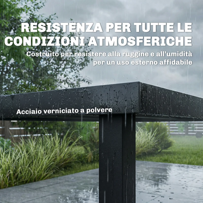 Outsunny Set da Esterno 7pz con Tavolo da Giardino a 2 Sezioni e 6 Sedie Impilabili in Texteline, Grigio