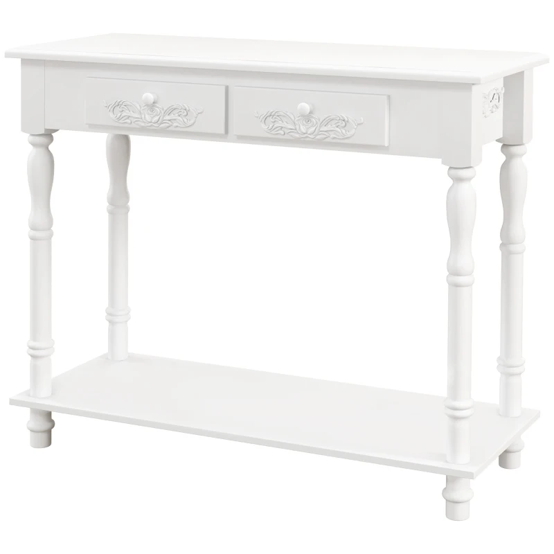 HOMCOM Table Console Table de drapier néo-rétro Multi-Rangement 84 x 33 x 71 cm Blanc