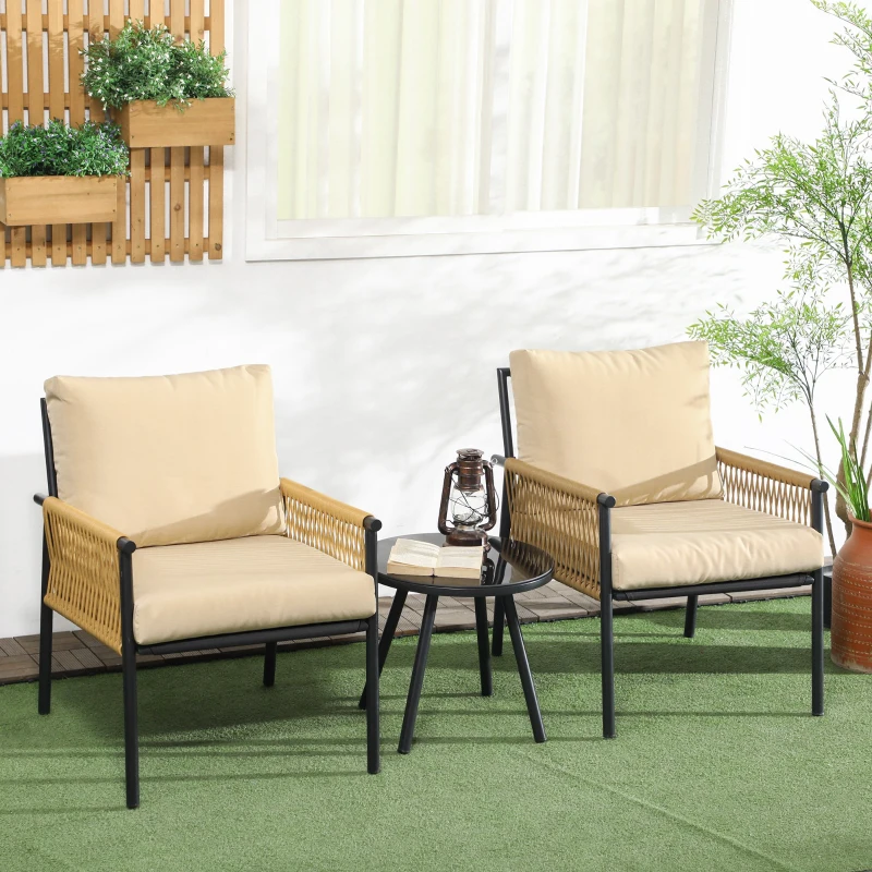 Outsunny Set de Mobilier de Terasa cu 3 Piese, Set de Mobilier