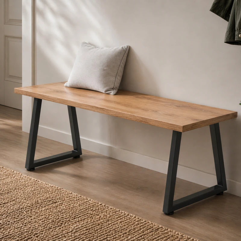 HOMCOM Pieds de table en acier, 60 x 43 cm, lot de 2 pieds de bureau trapezoïdes avec patins réglables et vis, noir