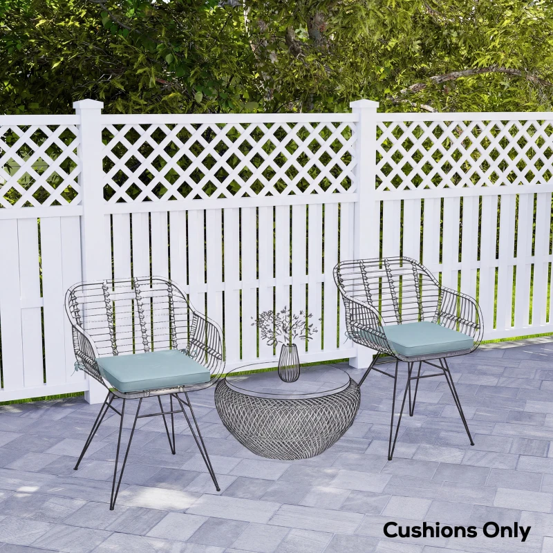 Outsunny Set of 6 Chair Cushion Seat Pads Dining Chair w/ Straps, Indoor Outdoor Removable Tie On Garden Patio, Light Grey