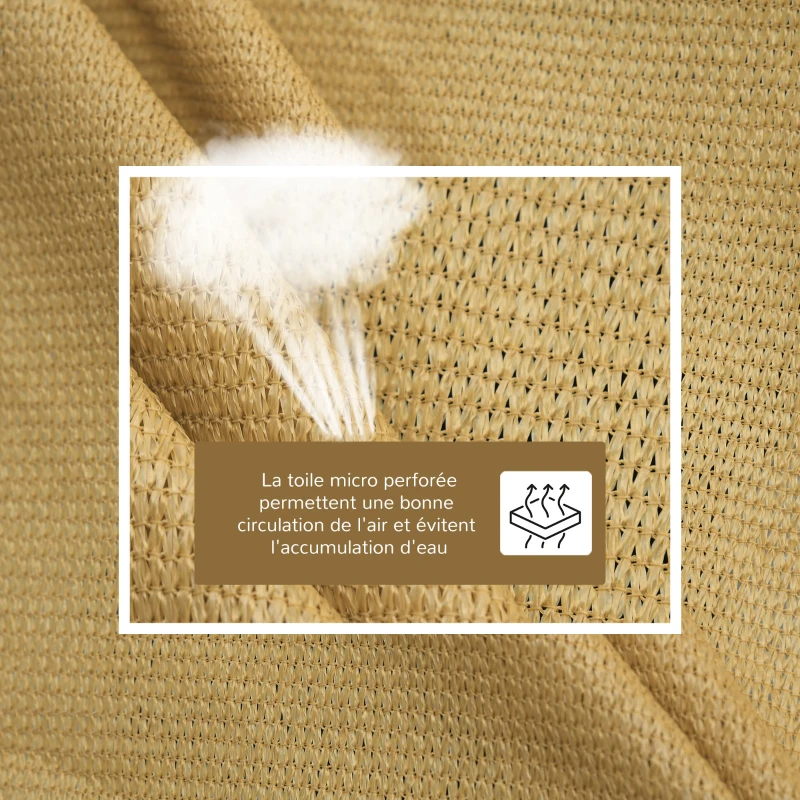 Outsunny Voile d'ombrage rectangulaire 3 x 3 m polyéthylène Haute densité Protection UV Avec sac de rangement - Coloris sable