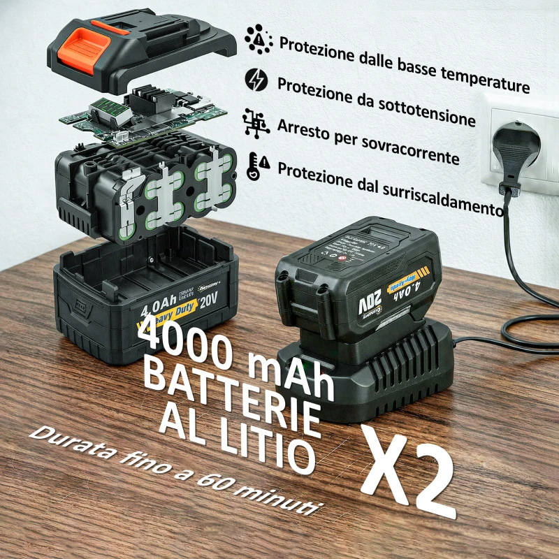 Outsunny Tagliasiepi a Batteria con Asta Telescopica e Presa di Sicurezza, 112.5x15x14.5 cm, Arancione