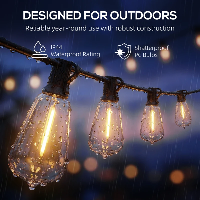 HOMCOM Curtain Lights Connectable Fairy Curtain Lights Plug-in IP44 Waterproof/18 m/Warm White