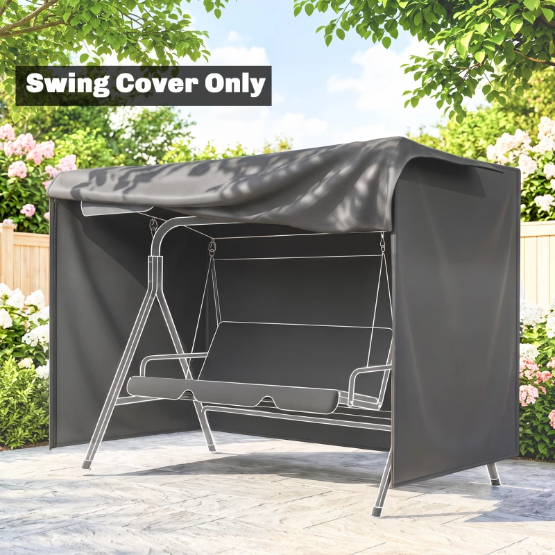 Outsunny Funda para Balancín de Jardín con Cremallera Cubierta para Muebles de Exterior 205x124x164 cm Gris Oscuro