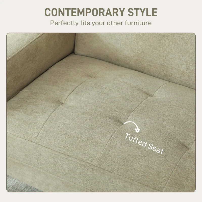 HOMCOM Two-Seater Velvet-Feel Sofa - Beige