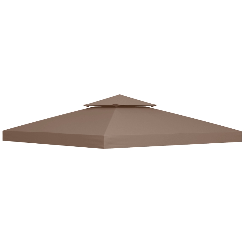 Outsunny Tetto di Ricambio per Gazebo 3x3m a 2 Livelli e Resistente ai Raggi UV, Caffè